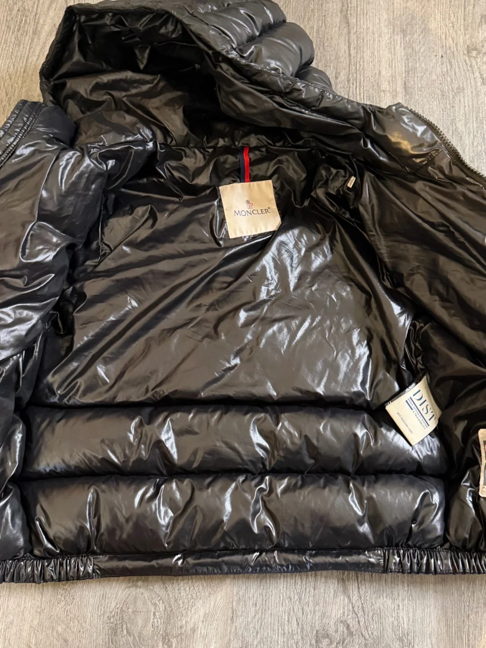 Moncler Shiny Black Hooded Kids Puffer Jacket